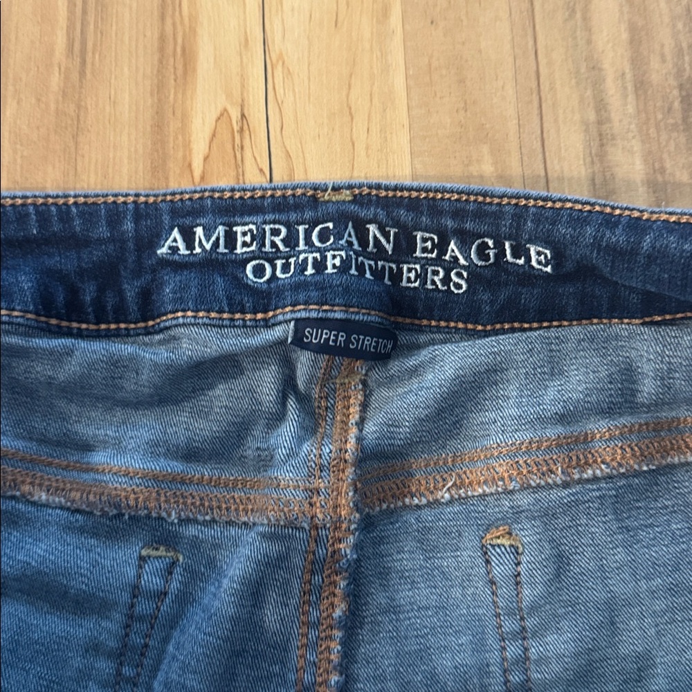 American Eagle Super Stretch Dark Blue Skinny Jeans 14 Short - Picture 4 of 5